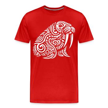 Morse tribal - T-shirt bio Premium Homme - rouge - Devant - Damien (186cm)