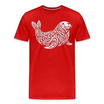 Phoque Tribal - T-shirt bio Premium Homme - rouge - Devant - Damien (186cm)