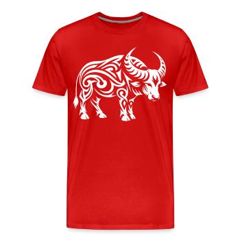 Buffle tribal - T-shirt bio Premium Homme - rouge - Devant - Damien (186cm)