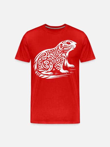 Chien de prairie tribal - T-shirt bio Premium Homme - rouge