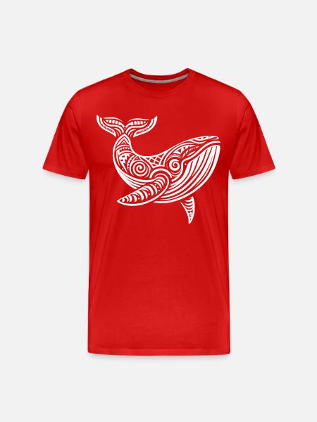Baleine grise tribale - T-shirt bio Premium Homme - rouge