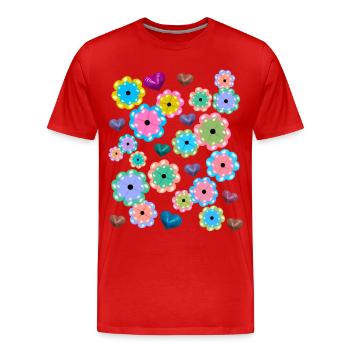 Printemps Début Printemps Fleurs Fleur Coeur Coeurs - T-shirt bio Premium Homme - rouge - Devant - Damien (186cm)