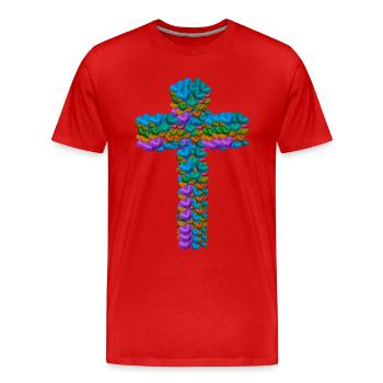 Croix Croix Coeurs Coeurs Crucifix - T-shirt bio Premium Homme - rouge - Devant - Damien (186cm)