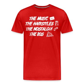 Musique Coiffures Nostalgie des années 80 - T-shirt bio Premium Homme - rouge - Devant - Damien (186cm)