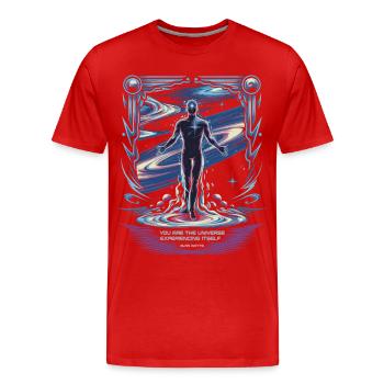 Soi cosmique | Citation de l’univers d’Alan Watts - T-shirt bio Premium Homme - rouge - Devant - Damien (186cm)