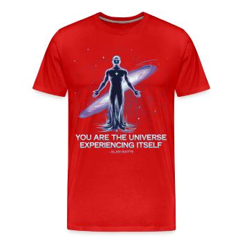 Soi Galactique | Citation cosmique d’Alan Watts - T-shirt bio Premium Homme - rouge - Devant - Damien (186cm)