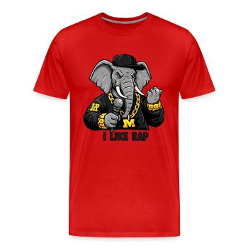 Éléphant Rappeur : Style Rap et Attitude ! - T-shirt bio Premium Homme - rouge - Devant - Damien (186cm)