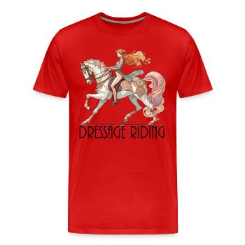 Dressurreiten Reiten Pferd edel dynamisch Geschenk - Männer Premium Bio T-Shirt - Rot - Vorne - Damien (186cm)
