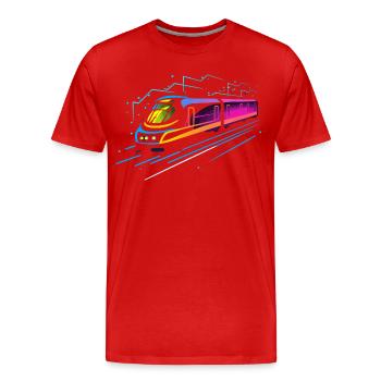 Train Cartoon Look - T-shirt bio Premium Homme - rouge - Devant - Damien (186cm)