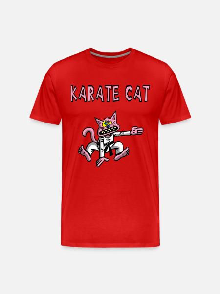 Karaté et chat rose - T-shirt bio Premium Homme - rouge