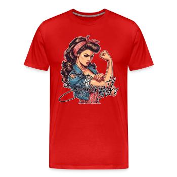 Stärke starke Frau Rockabilly Geschenk - Männer Premium Bio T-Shirt - Rot - Vorne - Damien (186cm)