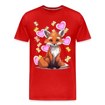 Renard Renards Enfant Enfants Coeur Rétro Années 80 - T-shirt bio Premium Homme - rouge - Devant - Damien (186cm)