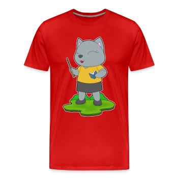 Cat Teacher Book School - Men's Premium Organic T-Shirt - red - Front - Damien (186cm)