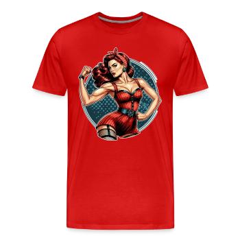 Starke Selbstbewusste Frau Rockabilly Geschenk - Männer Premium Bio T-Shirt - Rot - Vorne - Damien (186cm)