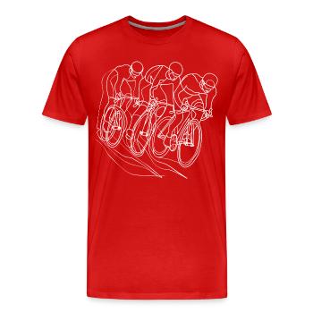 Radfahrer Strichzeichnung - Männer Premium Bio T-Shirt - Rot - Vorne - Damien (186cm)