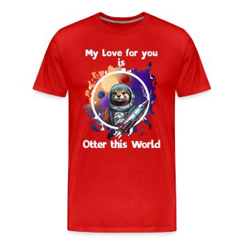 Weltraumtier mit Rakete und Herz - Männer Premium Bio T-Shirt - Rot - Vorne - Damien (186cm)