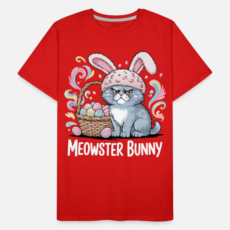 Meowster Bunny Easter Basket Men's Premium Organic T-Shirt