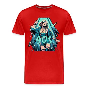 Frau tanzt Tanzen 90er Retro Disco Disko Geschenk - Männer Premium Bio T-Shirt - Rot - Vorne - Damien (186cm)
