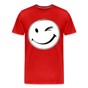 Clin d’œil sourire - T-shirt bio Premium Homme - rouge - Devant - Damien (186cm)