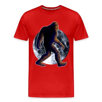 Bigfoot, Sasquatch et lune - T-shirt bio Premium Homme - rouge - Devant - Damien (186cm)