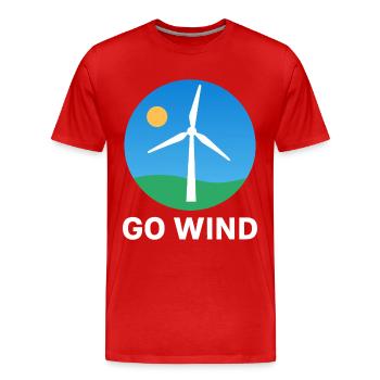 Pour l’énergie éolienne - Clair et durable - L’énergie éolienne - T-shirt bio Premium Homme - rouge - Devant - Damien (186cm)