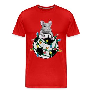 Maus Weihnachten Fußball - Männer Premium Bio T-Shirt - Rot - Vorne - Damien (186cm)