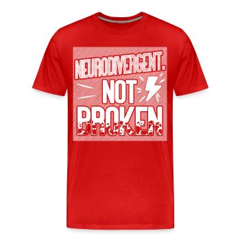 Neurodivergent. Niet kapot. - Mannen premium biologisch T-shirt - rood - Voor - Damien (186cm)