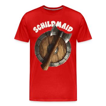 Schildmaid Wikinger Odin, Thor Asgard Schild - Männer Premium Bio T-Shirt - Rot - Vorne - Damien (186cm)