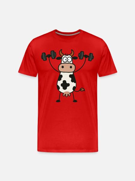 Sjove Ko Håndvægte Træning Fitness Bodybuilding - Herre Premium T-shirt økologisk - rød