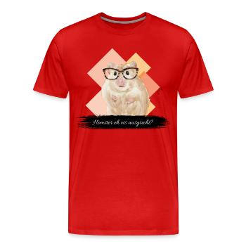 JvG Hamster "Homster eh ois ausgricht" - Männer Premium Bio T-Shirt - Rot - Vorne - Damien (186cm)