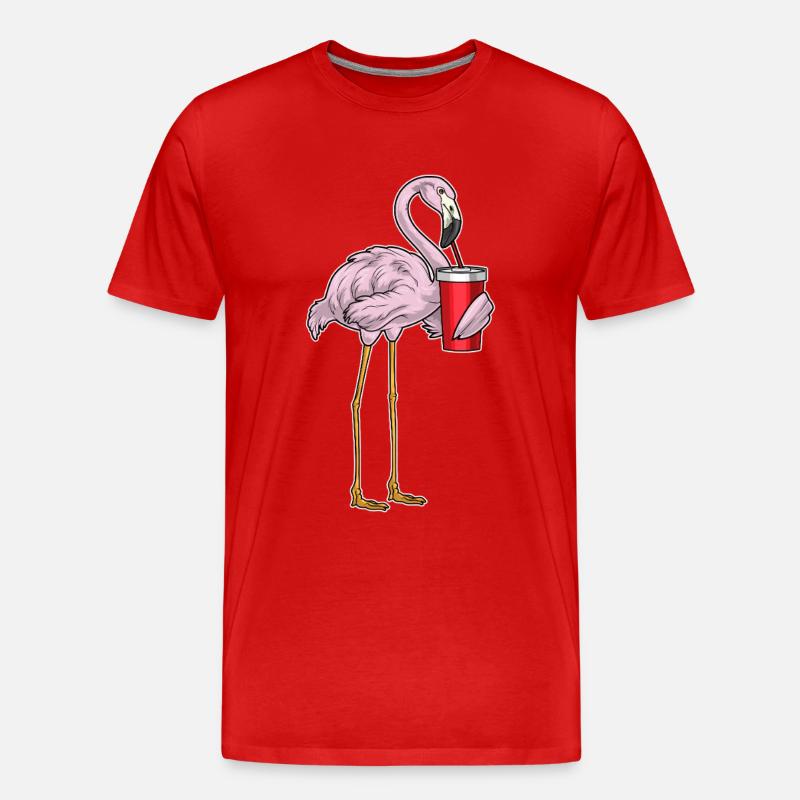 Flamingo Getränk - Männer Premium Bio T-Shirt - Rot