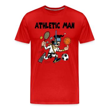 Der versierte Sportler - Männer Premium Bio T-Shirt - Rot - Vorne - Damien (186cm)