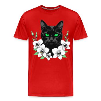 Fleur Chat - T-shirt bio Premium Homme - rouge - Devant - Damien (186cm)