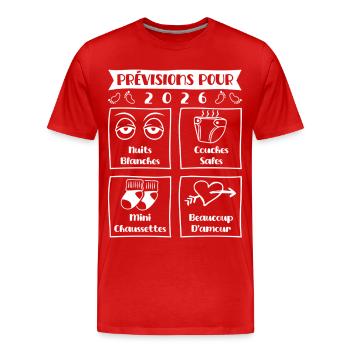 Prognosen für 2026, zukünftige Mama, zukünftiger Vater - Männer Premium Bio T-Shirt - Rot - Vorne - Damien (186cm)
