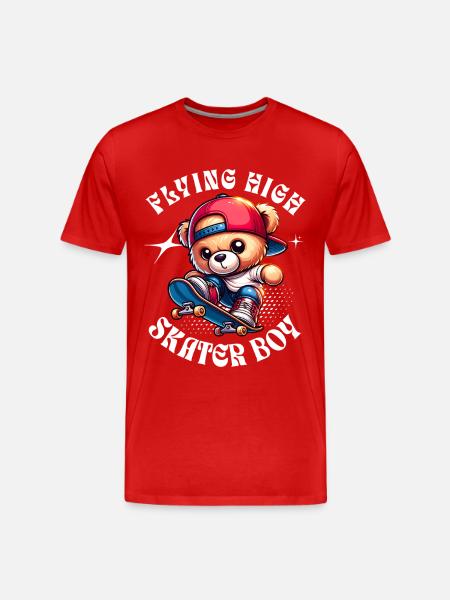 Skater teddy bear on skateboard - Men's Premium Organic T-Shirt - red