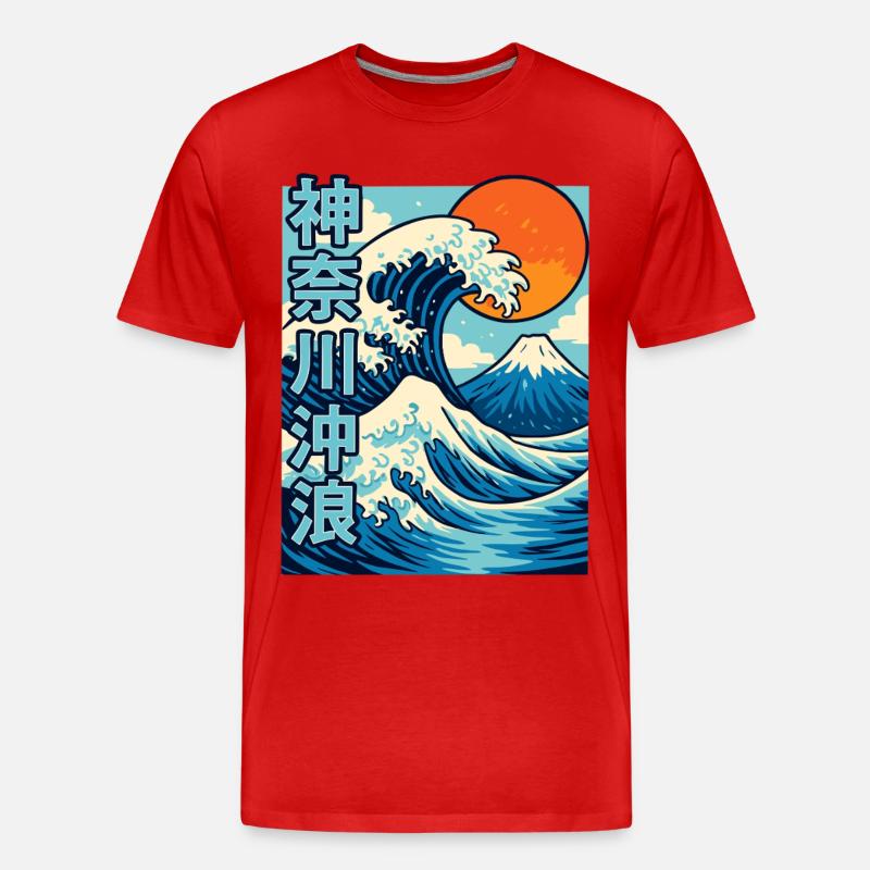 Große Welle Kanagawa Comic Stil - Männer Premium Bio T-Shirt - Rot