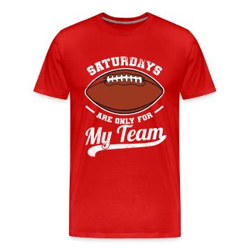 Les samedis, c’est juste pour mon équipe - T-shirt bio Premium Homme - rouge - Devant - Damien (186cm)