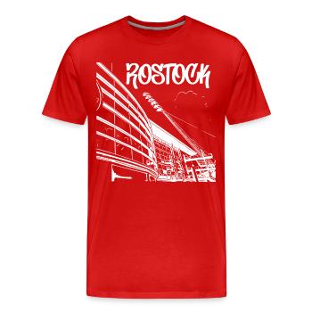 Vue sur le stade Rostock Skyline - T-shirt bio Premium Homme - rouge - Devant - Damien (186cm)