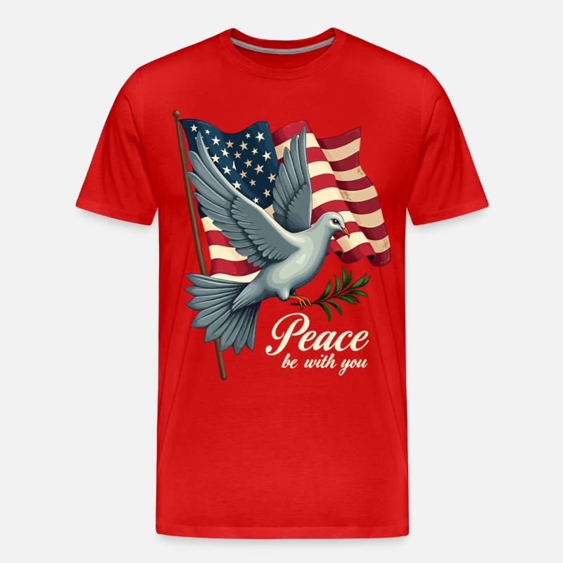 Friedenstaube mit Flagge - Männer Premium Bio T-Shirt - Rot