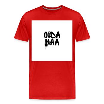 Oida Naa - Proverbes viennois - T-shirt bio Premium Homme - rouge - Devant - Damien (186cm)