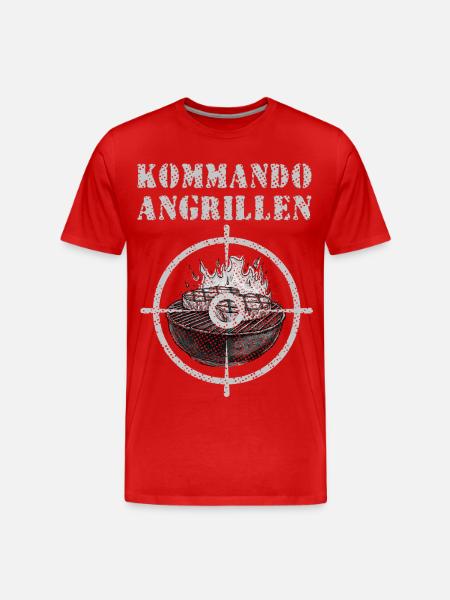Feuergrill mit Zielscheibe & Grillszene - Männer Premium Bio T-Shirt - Rot