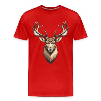 Chasse, chasse, chasse, chasse, cerf, bois de cerf, cerf, - T-shirt bio Premium Homme - rouge - Devant - Damien (186cm)