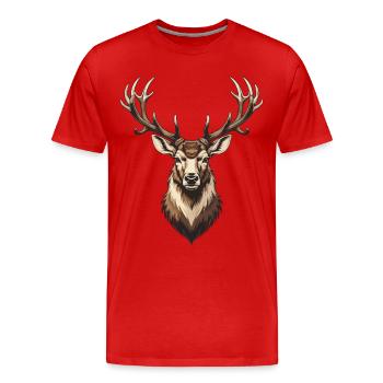 Chasse, chasse, chasse, chasse, cerf, bois de cerf, cerf, - T-shirt bio Premium Homme - rouge - Devant - Damien (186cm)