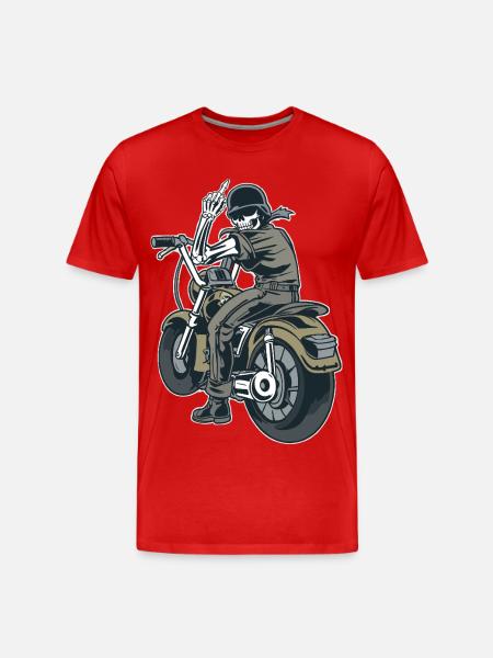 Motocyklista Pierdol się Prowokacja Szkielet - Ekologiczna koszulka męska Premium - czerwony