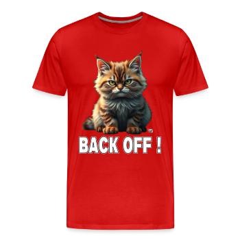 Niedliche böse rote Katze sagt Geh Weg! Back off! - Männer Premium Bio T-Shirt - Rot - Vorne - Damien (186cm)