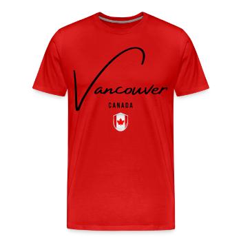 J’adore Vancouver, souvenir de Vancouver - T-shirt bio Premium Homme - rouge - Devant - Damien (186cm)