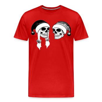 Sombre Noël Crâne Femme Homme Chapeau - T-shirt bio Premium Homme - rouge - Devant - Damien (186cm)