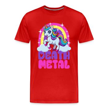 Licorne Death Metal - Heavy Metal - Spruch - T-shirt bio Premium Homme - rouge - Devant - Damien (186cm)