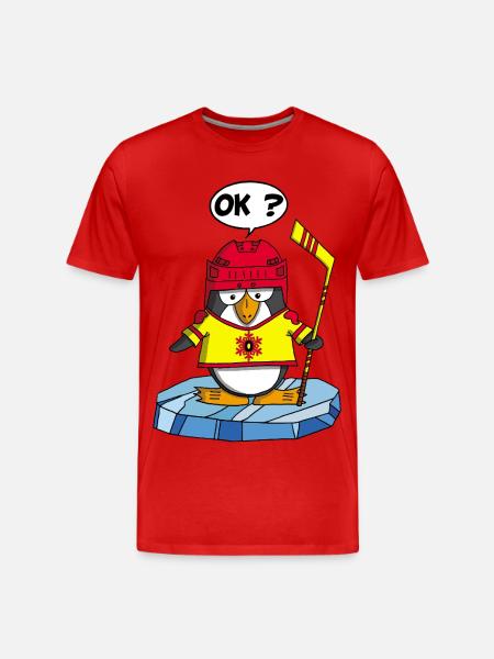 Pinguin und Wintersport - Männer Premium Bio T-Shirt - Rot