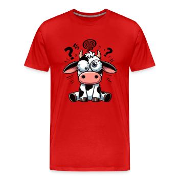 Lustige verwirrte Kuh Cartoon Clumsy Kulleraugen - Männer Premium Bio T-Shirt - Rot - Vorne - Damien (186cm)